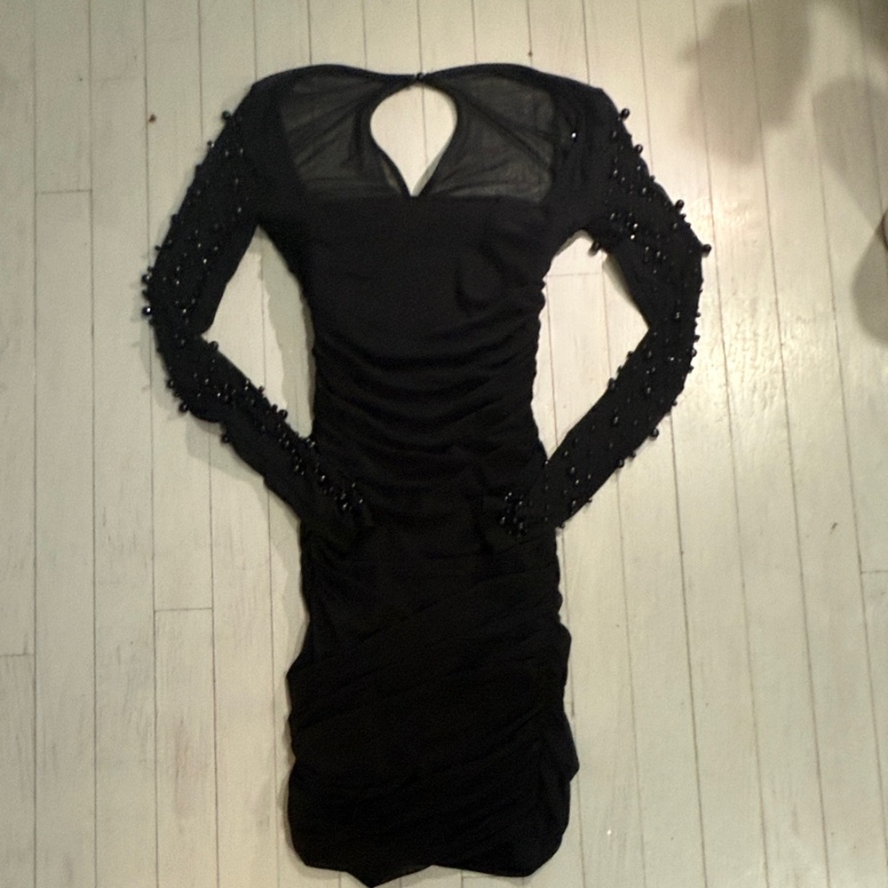Windsor Black Beaded Long Sleeve Dress